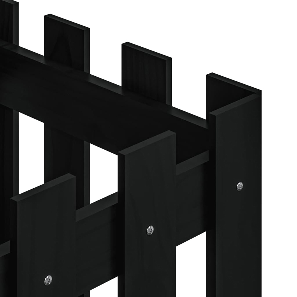 vidaXL Black Solid Pine Wood Fence Design Raised Garden Planter 40 x 40 x 40cm Image 5