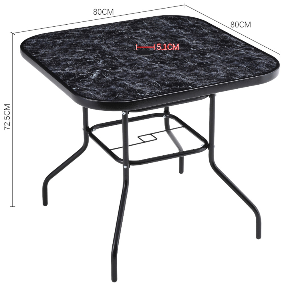 Living and Home Black Tempered Glass Square Marble Coffee Table Image 8