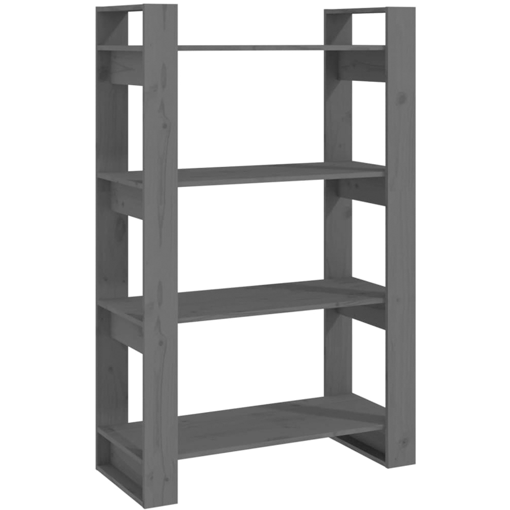vidaXL 4 Shelf Grey Solid Pine Wood Bookcase Image 2