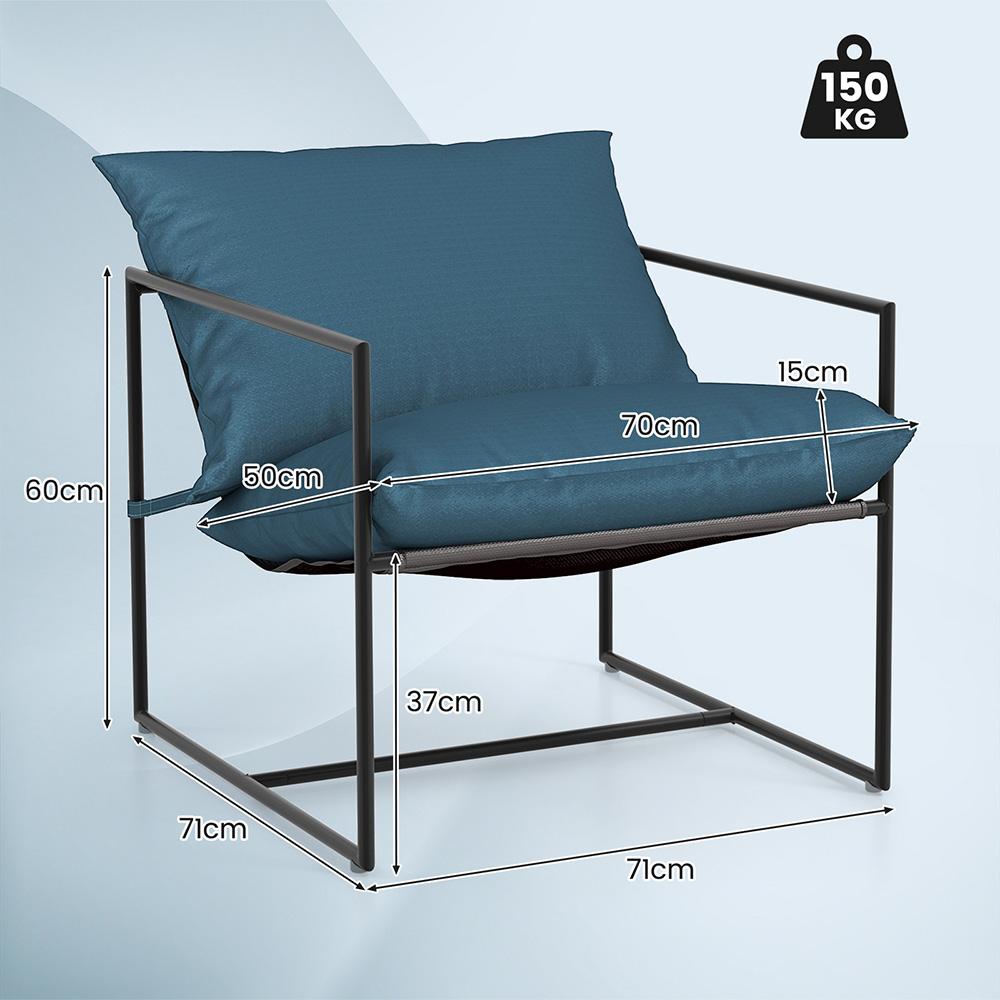 Costway Navy Sling Metal Accent Chair Set of 2 Image 9