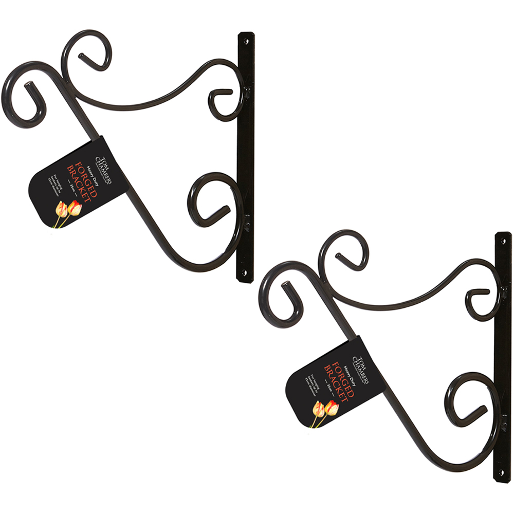 Samuel Alexander Black Heavy Duty Metal Wall Bracket Hook 35cm 2 Pack Image 1