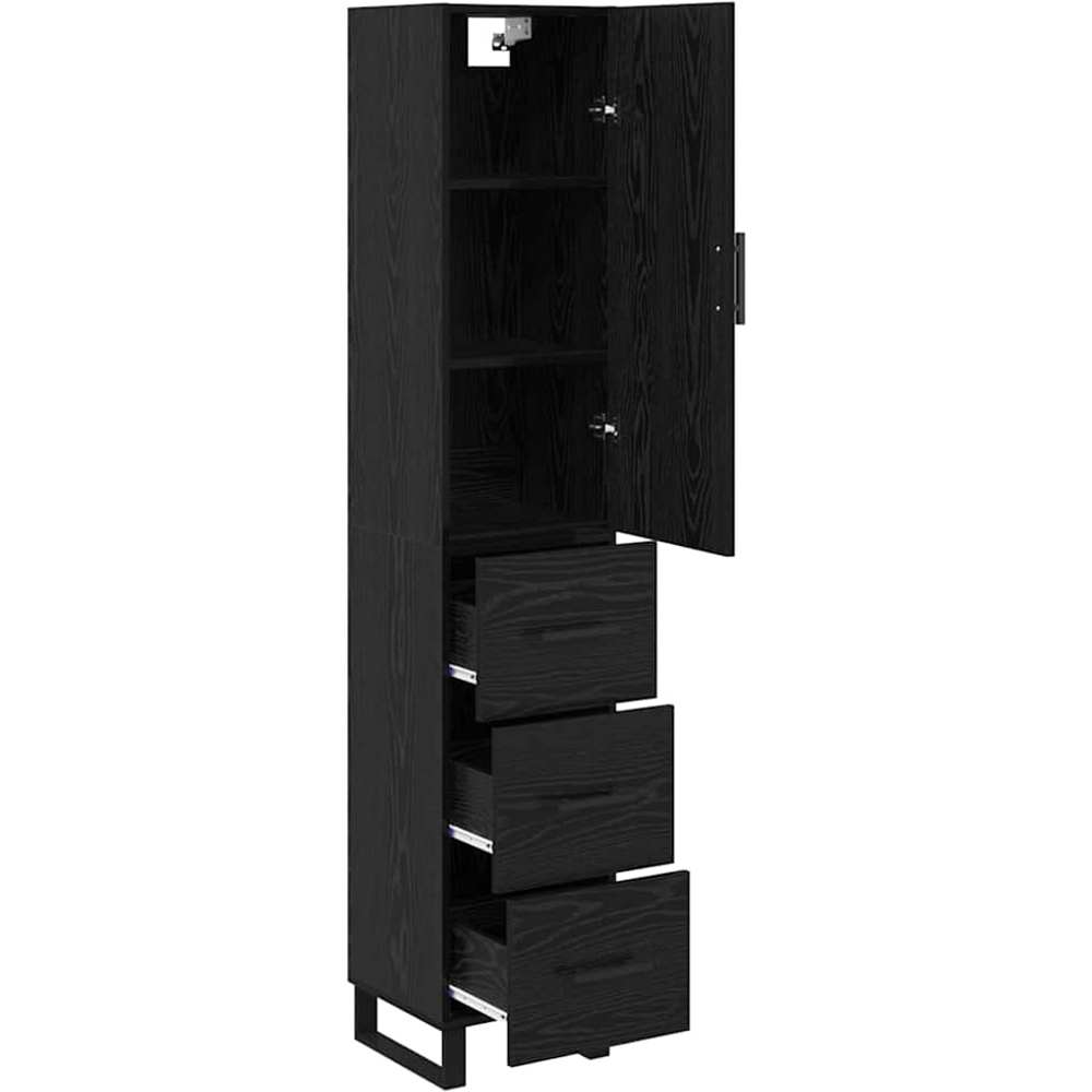 vidaXL Single Door 3 Drawer Black Oak Sideboard Image 5