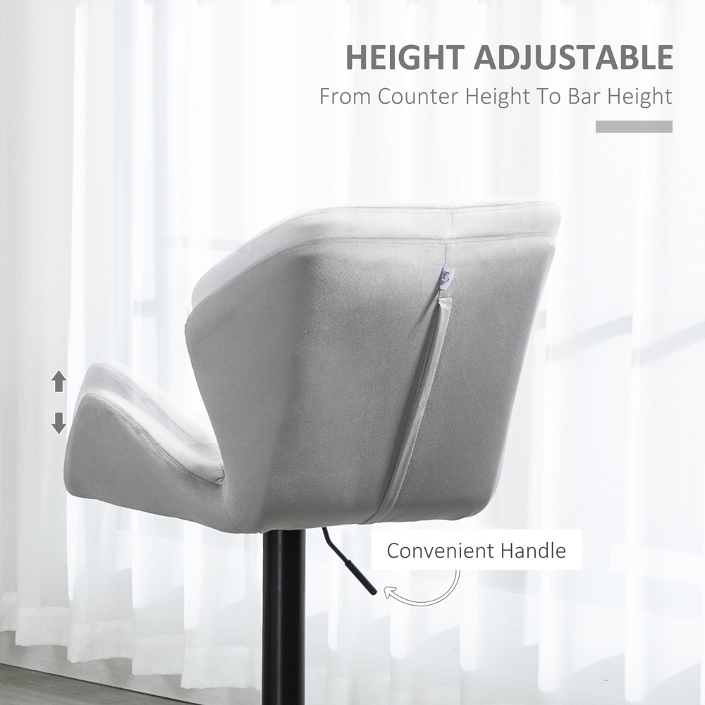 Portland Grey Luxurious Velvet Touch Bar Stool Set of 2 Image 5