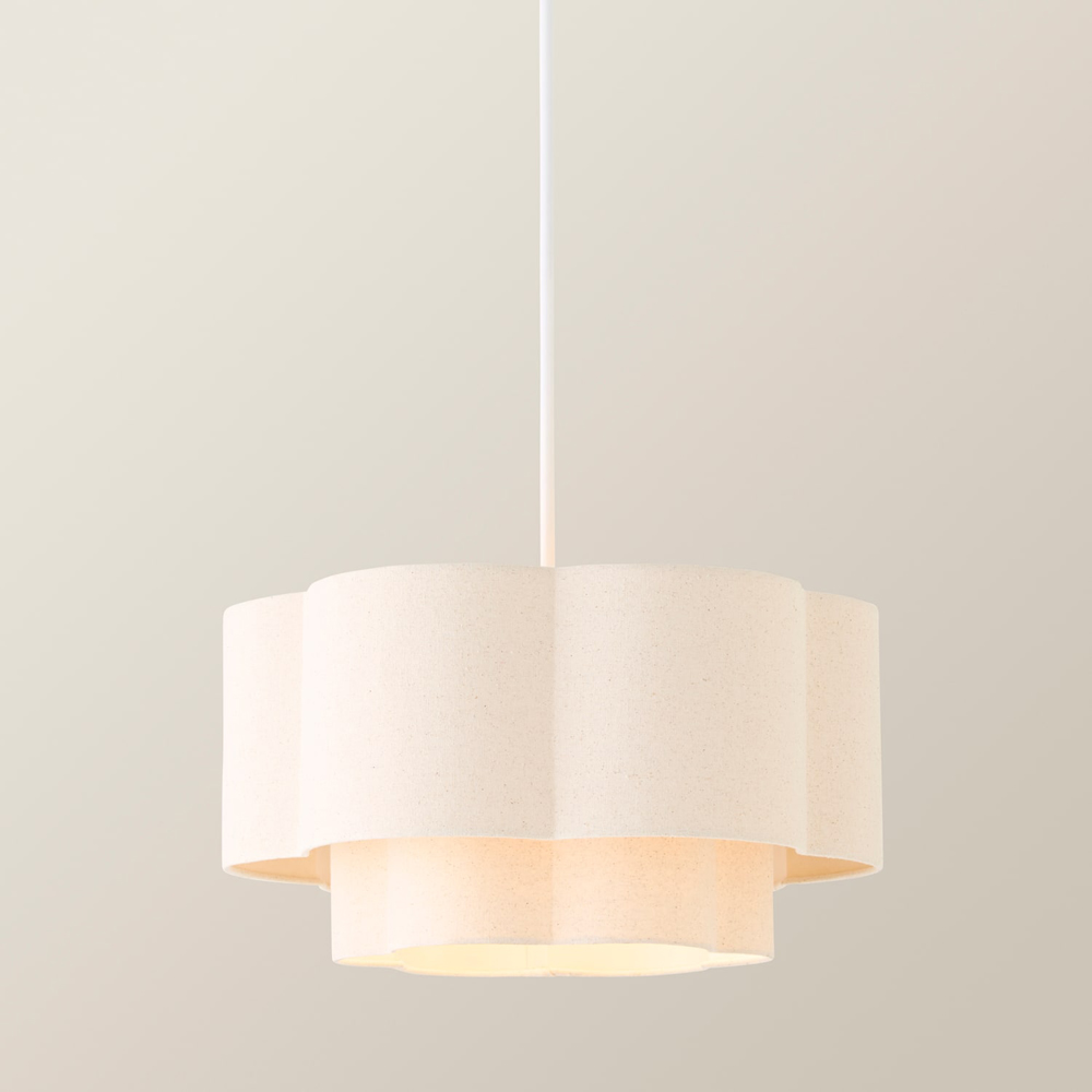 ValueLights Nora 2-Tier Natural Linen Scallop Lamp Shade 45cm Image 4