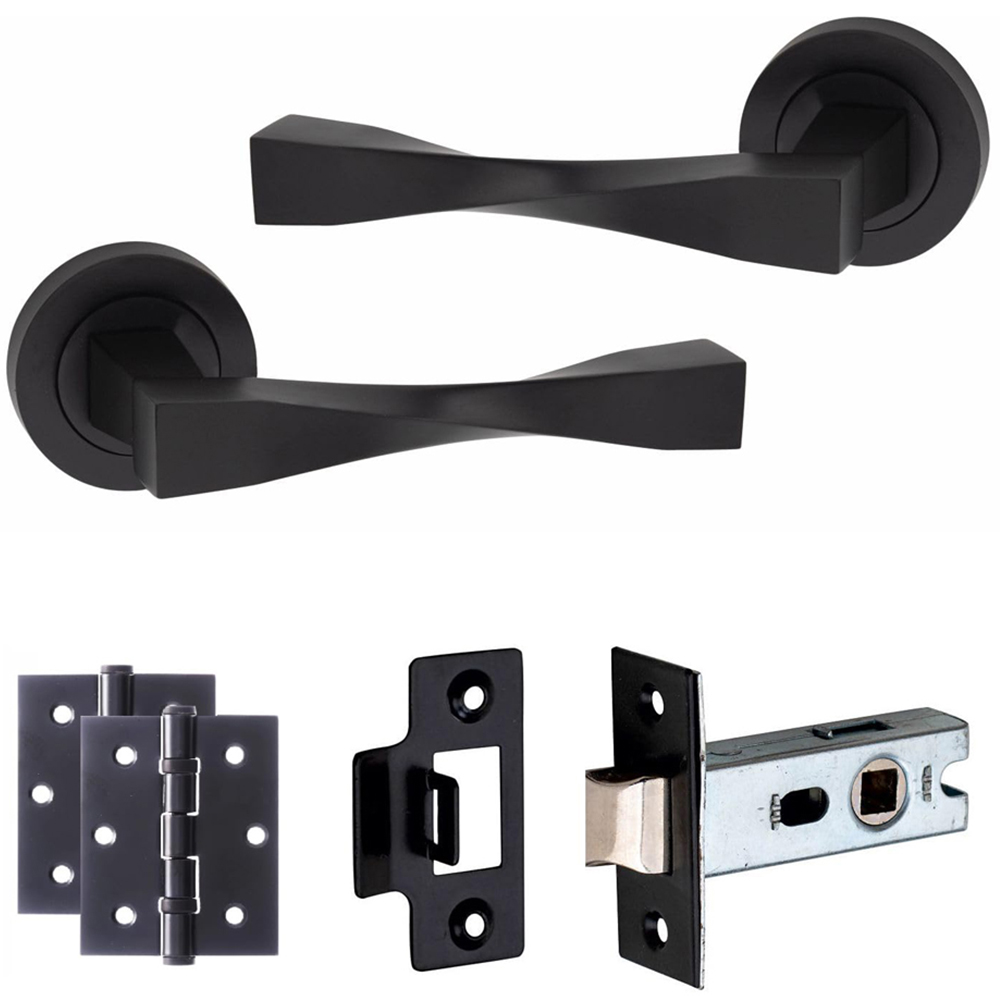 Golden Grace Matt Black Straight Astrid Twist Latch Handle Pair 52mm 6 Pack Image 2