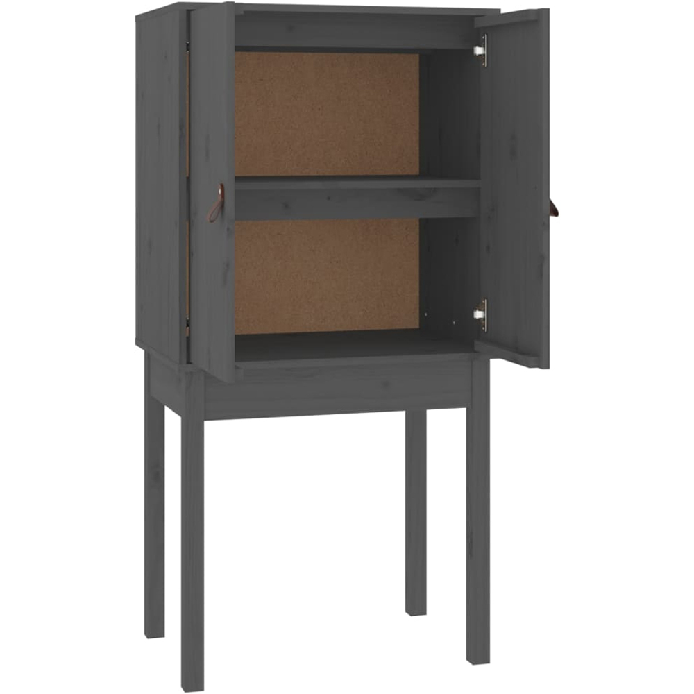 vidaXL 2 Door Grey Solid Pine Wood Highboard Image 2