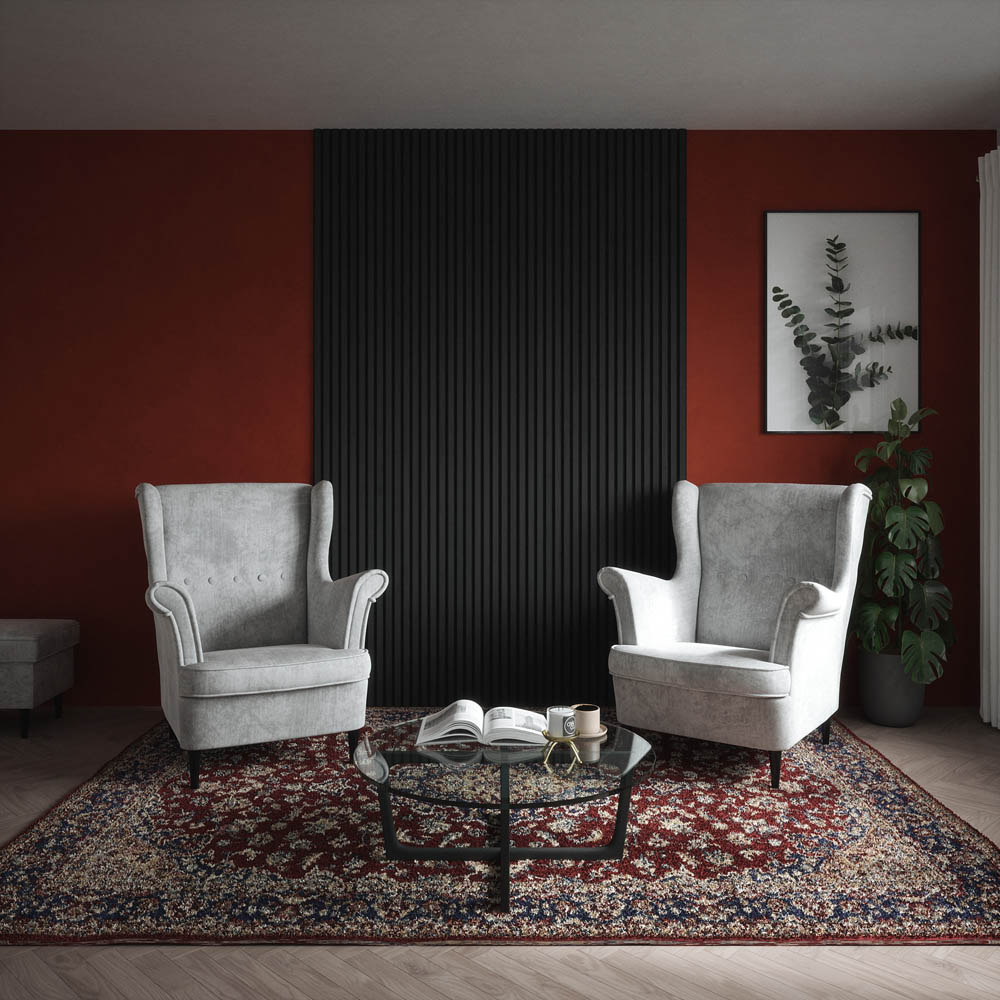 Kraus Easy Living Slate Grey Acoustic Slat Wall Panel 240 x 60cm 3 Pack Image 2