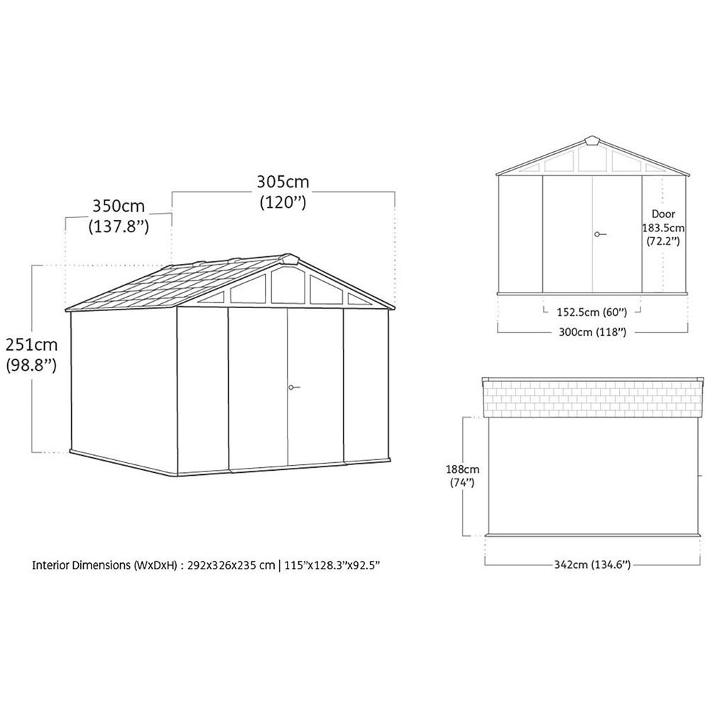 Keter Stronghold 10 x 11.5ft Grey Apex Garden Storage Shed Image 8