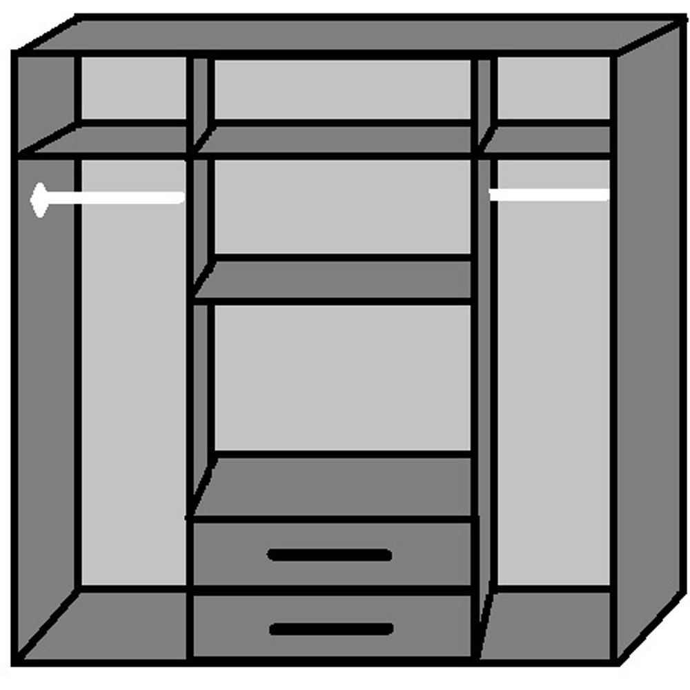 TJ'S Teleford 4 Door 2 Drawer Grey Wardrobe Image 4