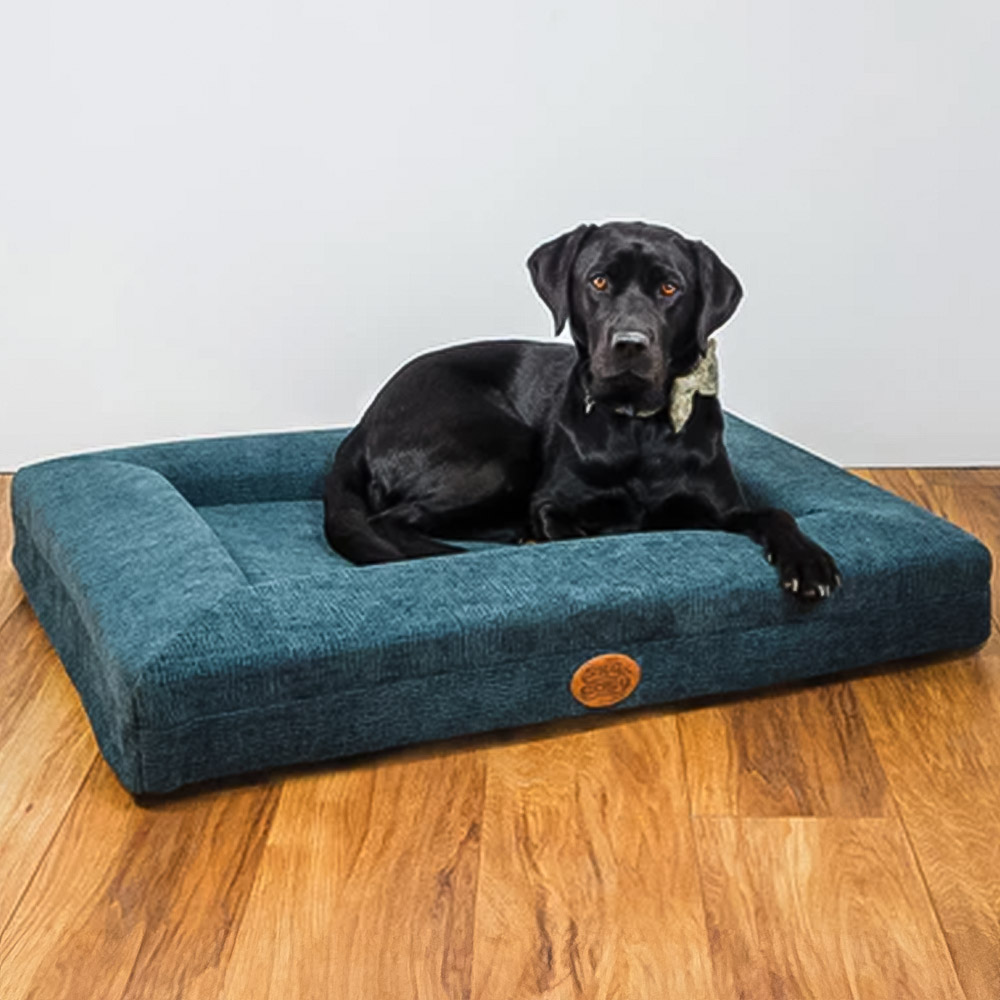 Snug & Cosy Small Blue Orthopaedic Dog Lounger Bed Image 2