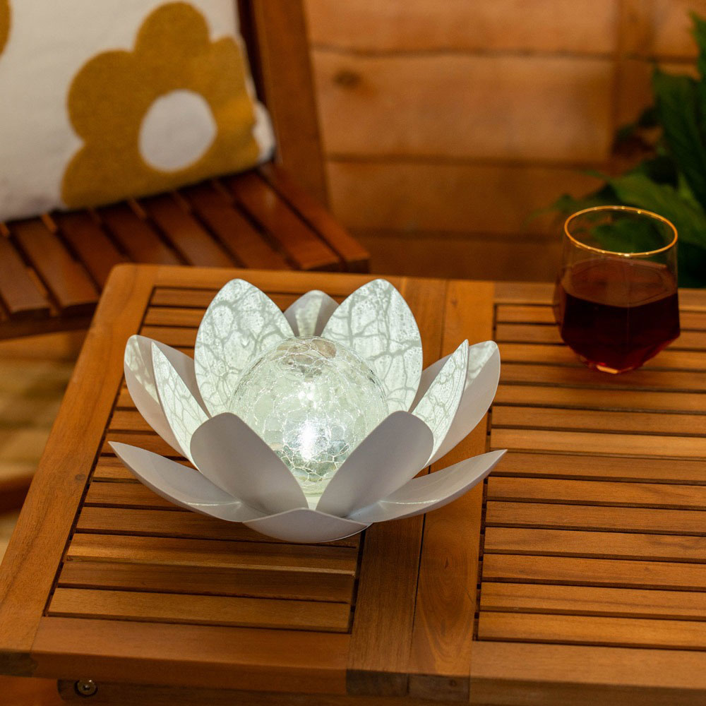 ValueLights Waterlily White Lotus Flower Solar Powered Outdoor Decoration Garden Light Image 2