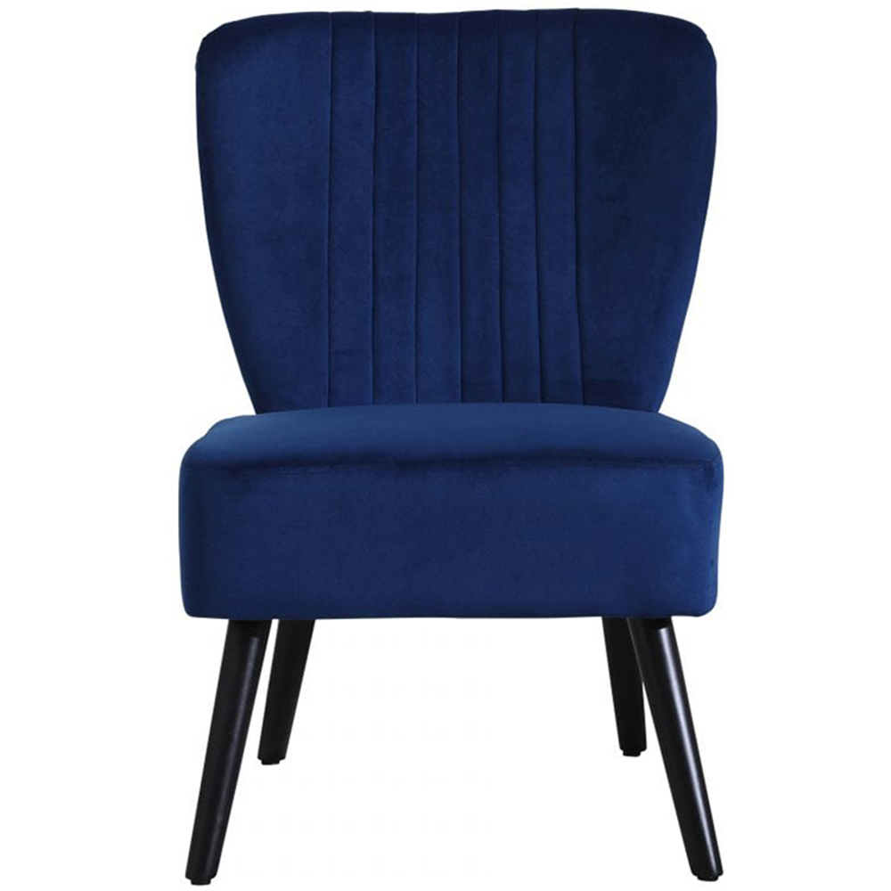 Neo Dusky Blue Velvet Shell Accent Chair with Black Legs Image 2