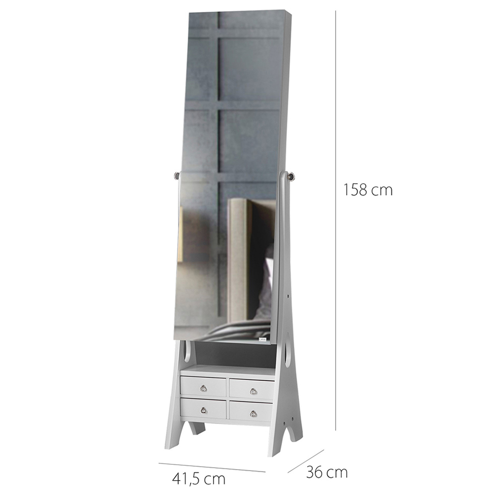 CARME Home Nikita 6 Drawer Single Shelf Full Length Jewellery Mirror Cabinet Image 8