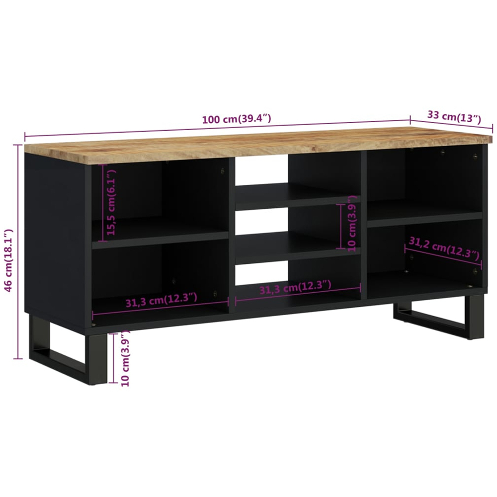 vidaXL 7 Shelf Light Brown Solid Mango Wood TV Cabinet Image 8