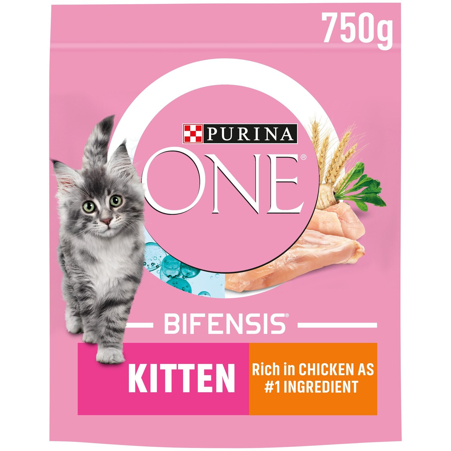 Purina One Chicken and Wholegrain Kitten Dry Cat Food 750g Image 1