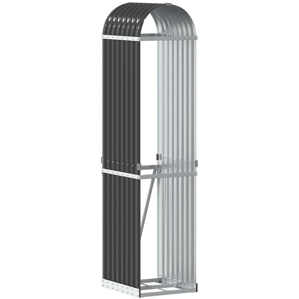 vidaXL Anthracite Galvanised Steel Firewood Log Holder 170 x 40 x 45cm Image 1