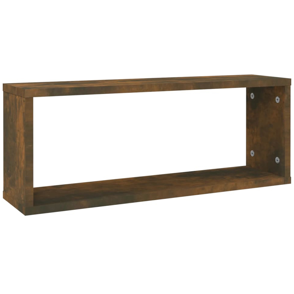 vidaXL 60 x 15 x 23cm Set of 6 Smoked Oak Cube Wall Shelf Image 1