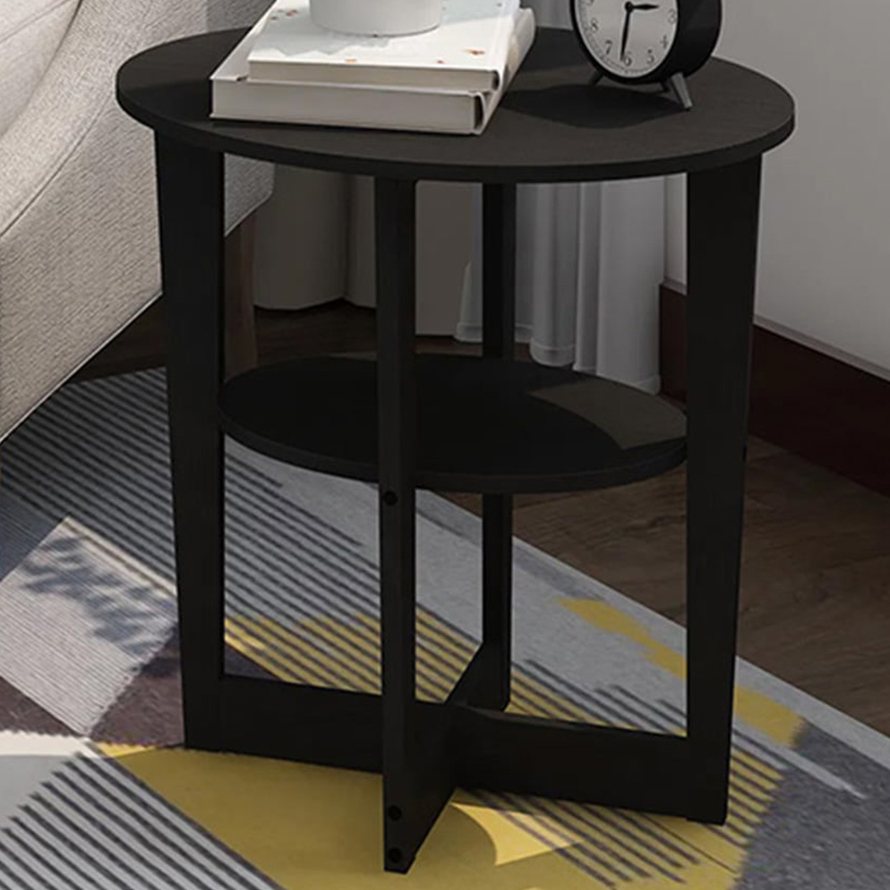 Walplus Jaya Walnut Oval End Table Set of 2 Image 1