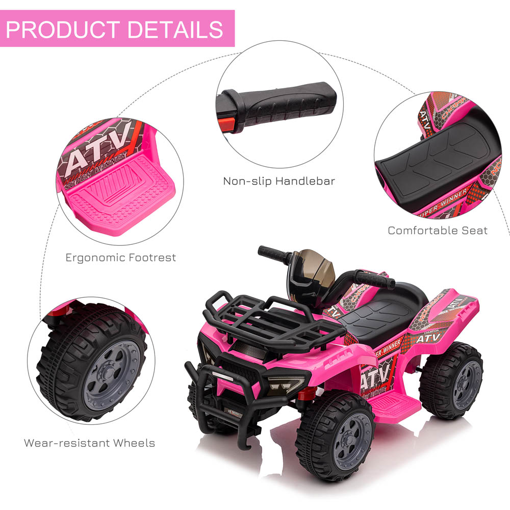 Tommy Toys Toddler Ride On Electric Quad Bike Pink 6V Image 3