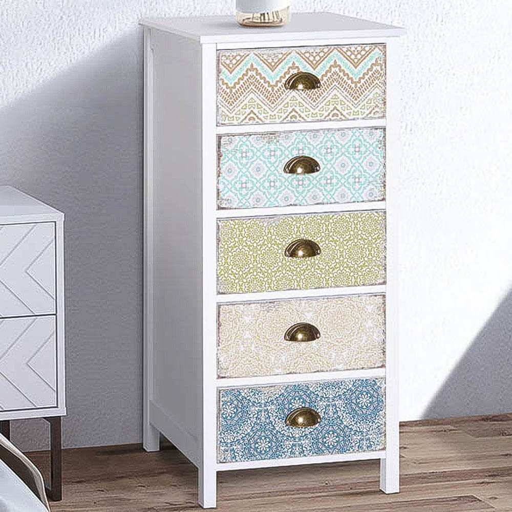 Portland 5 Drawer White Storage Chest Image 1