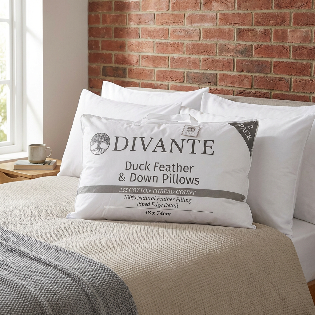 Divante Duck Feather & Down Pillow 74 x 48cm 2 Pack Image 2