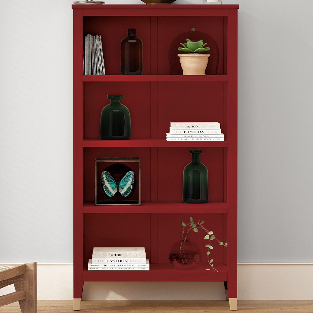 Palazzi 4 Shelves Red Bookcase Image 1
