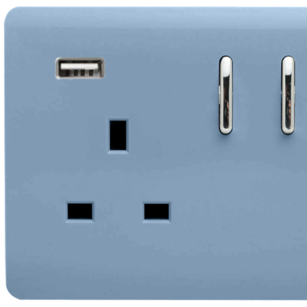 Trendi Switch 2 Gang 13amp 2 Port USB Sky Switched Plug Socket Image 2