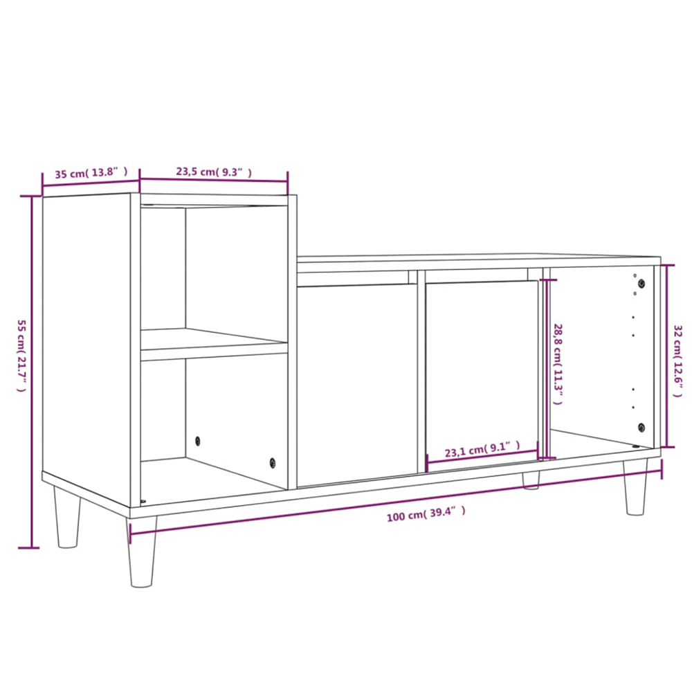 vidaXL 2 Door 3 Shelf High Gloss White TV Cabinet Image 9