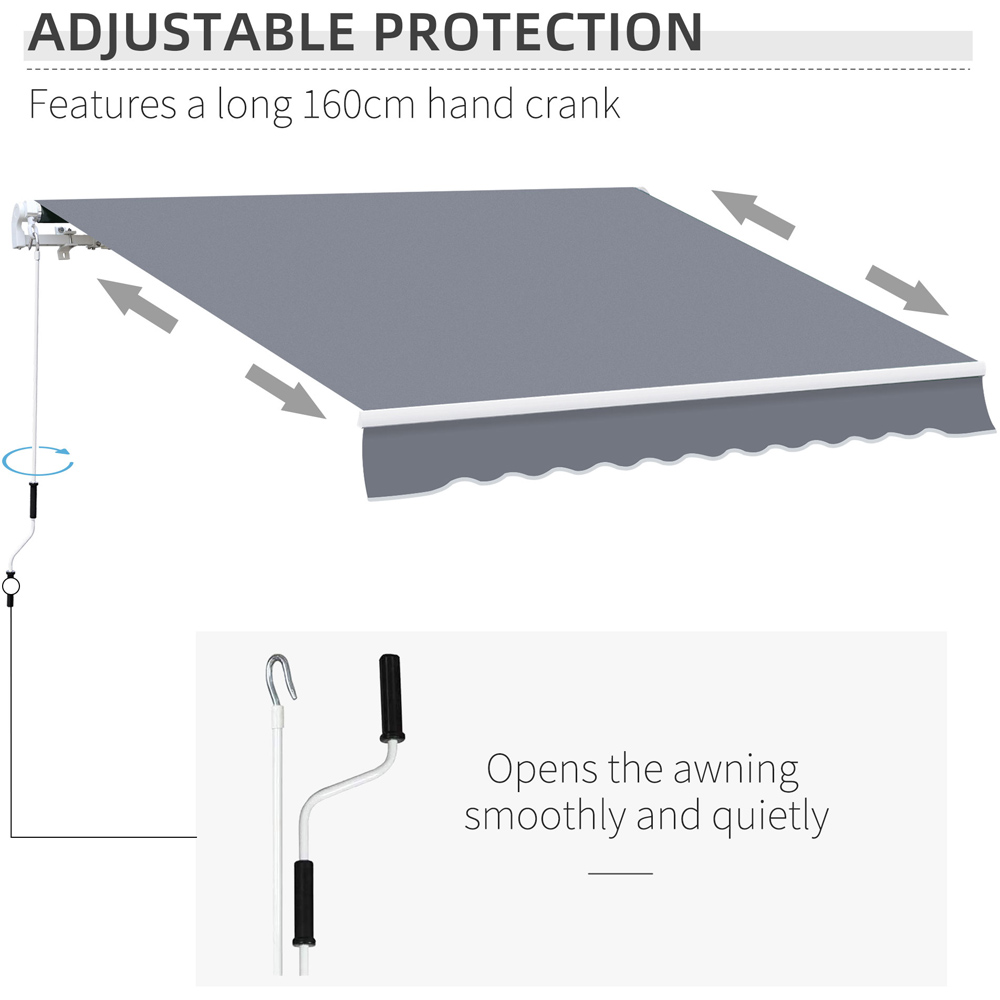 Outsunny Grey Manual Retractable Awning 4 x 3m Image 6