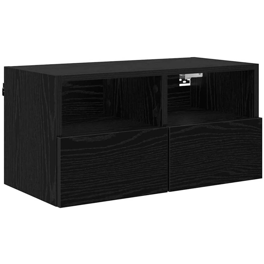 vidaXL 2 Door 2 Shelf Black Oak Wall Mounted TV Unit Set of 2 Image 4
