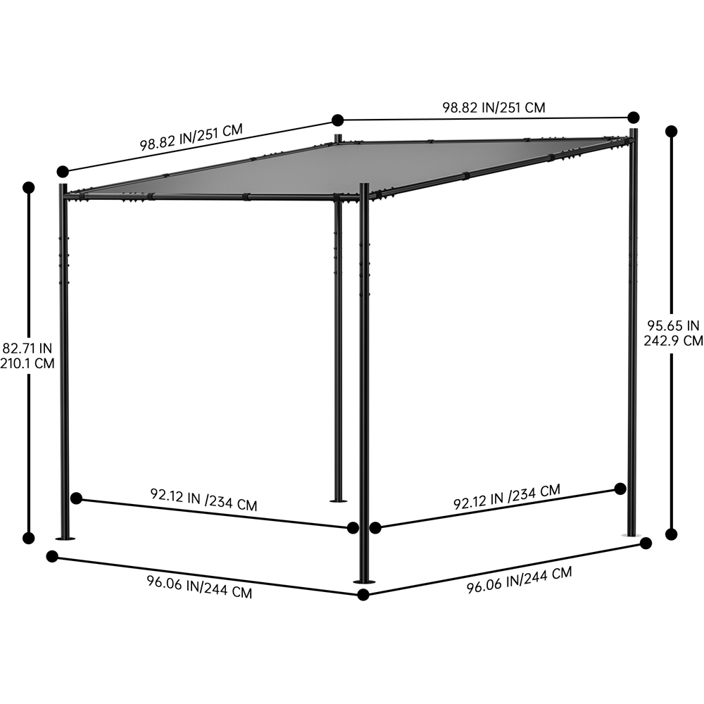 Rattrix 2.4 x 2.4m Grey Metal Pergola with Slanted Roof Image 7