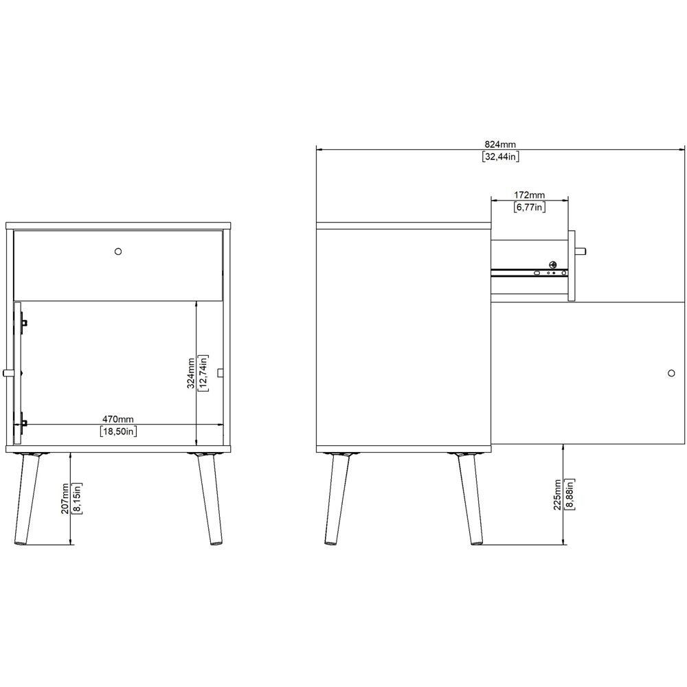 Florence Cumbria Single Door Single Drawer White Nightstand Image 9