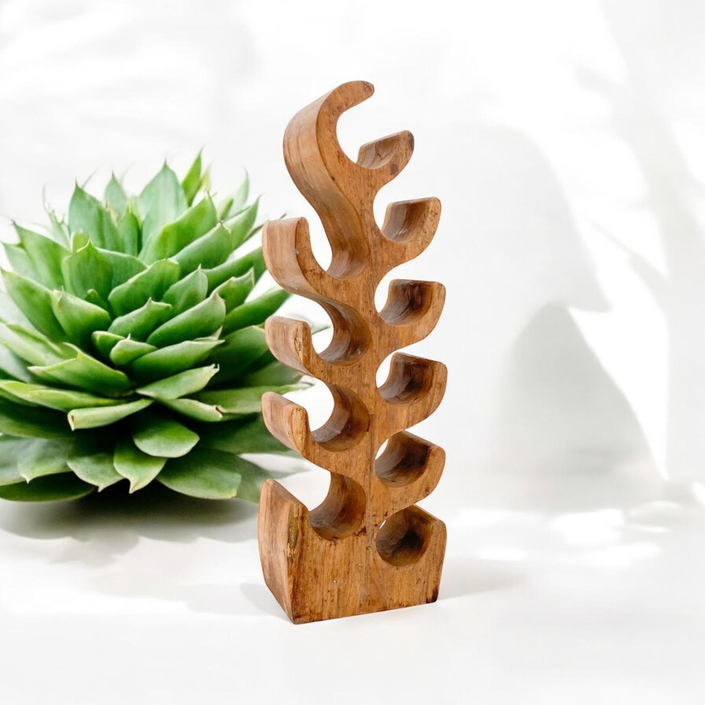 Acacia Home 10 Bottle Hand Carved Wine Rack Image 2