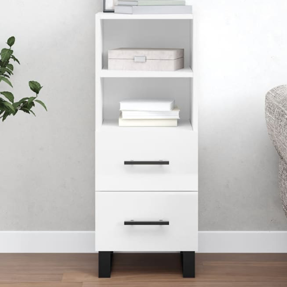 vidaXL 2 Drawer 2 Shelf White Sideboard Image 1