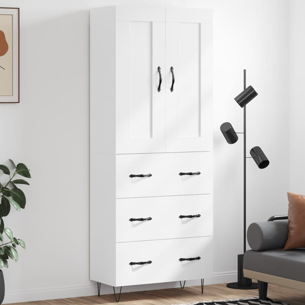 vidaXL 2 Door 3 Drawer White Highboard Image 1
