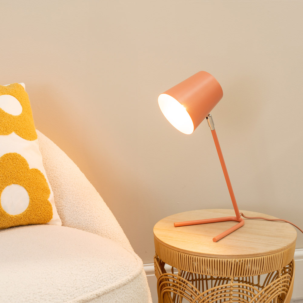 ValueLights Woody Blush Pink Dome Shade Freestanding LED Table Lamp Image 2