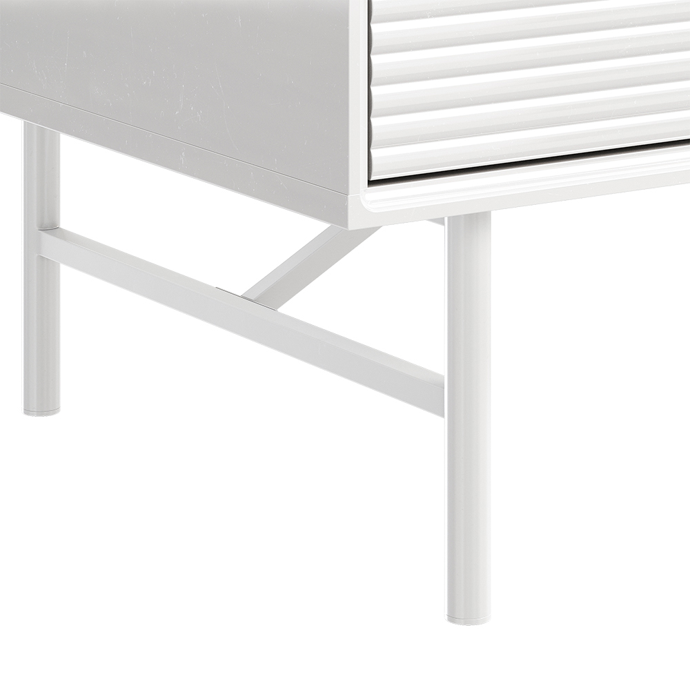 H&O Direct 2 Door 2 Drawer White Striped Wardrobe Cabinet with Hanging Rail Image 6
