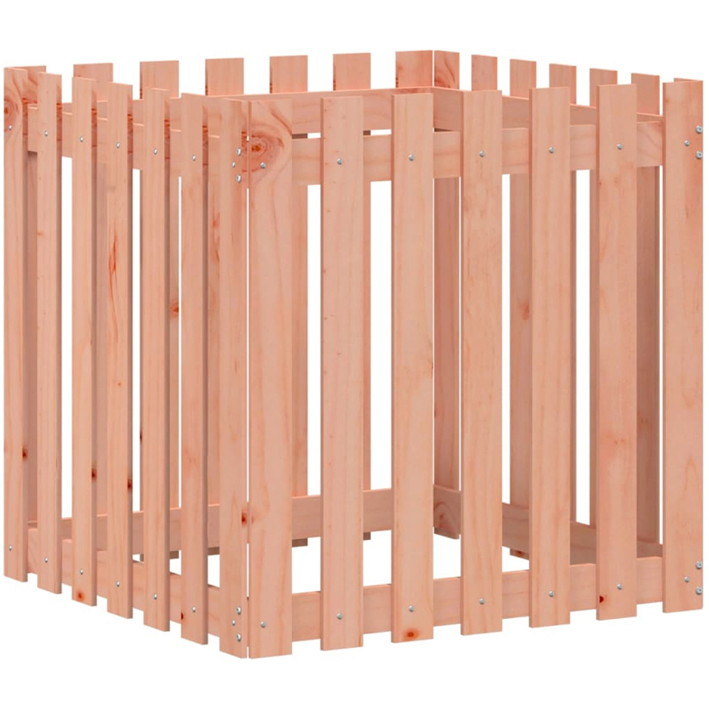 vidaXL Natural Solid Douglas Wood Fence Design Garden Planter 70 x 70 x 70cm Image 3