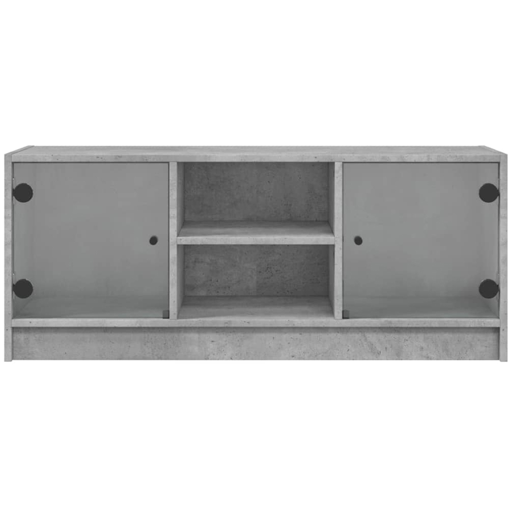 vidaXL 2 Glass Door 2 Shelf Concrete Grey TV Cabinet Image 5
