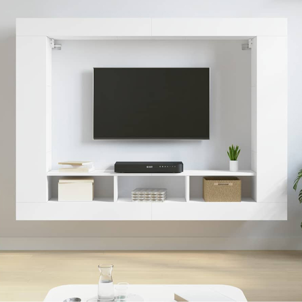 vidaXL 10 Shelf White TV Cabinet Image 1