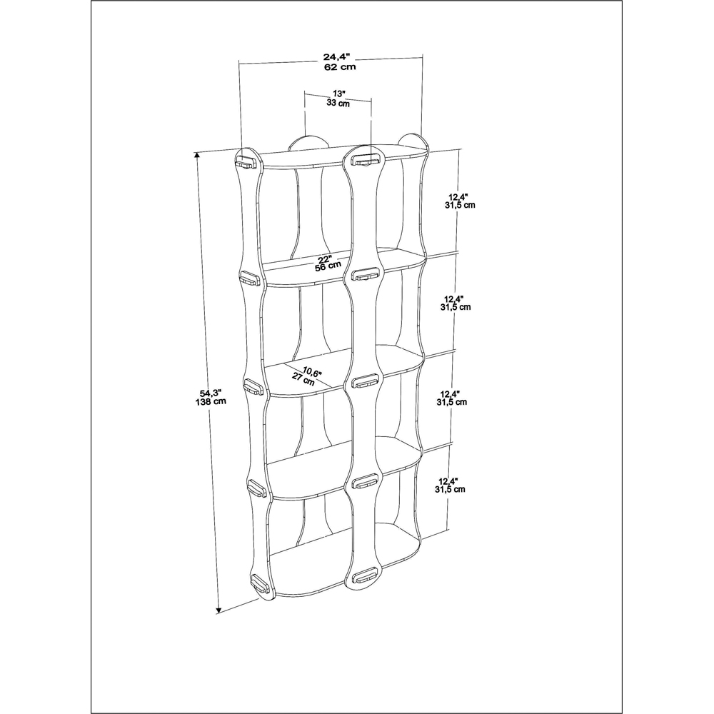 Decorotika Ayzi 5 Shelf Sapphire Oak Bookcase Image 7