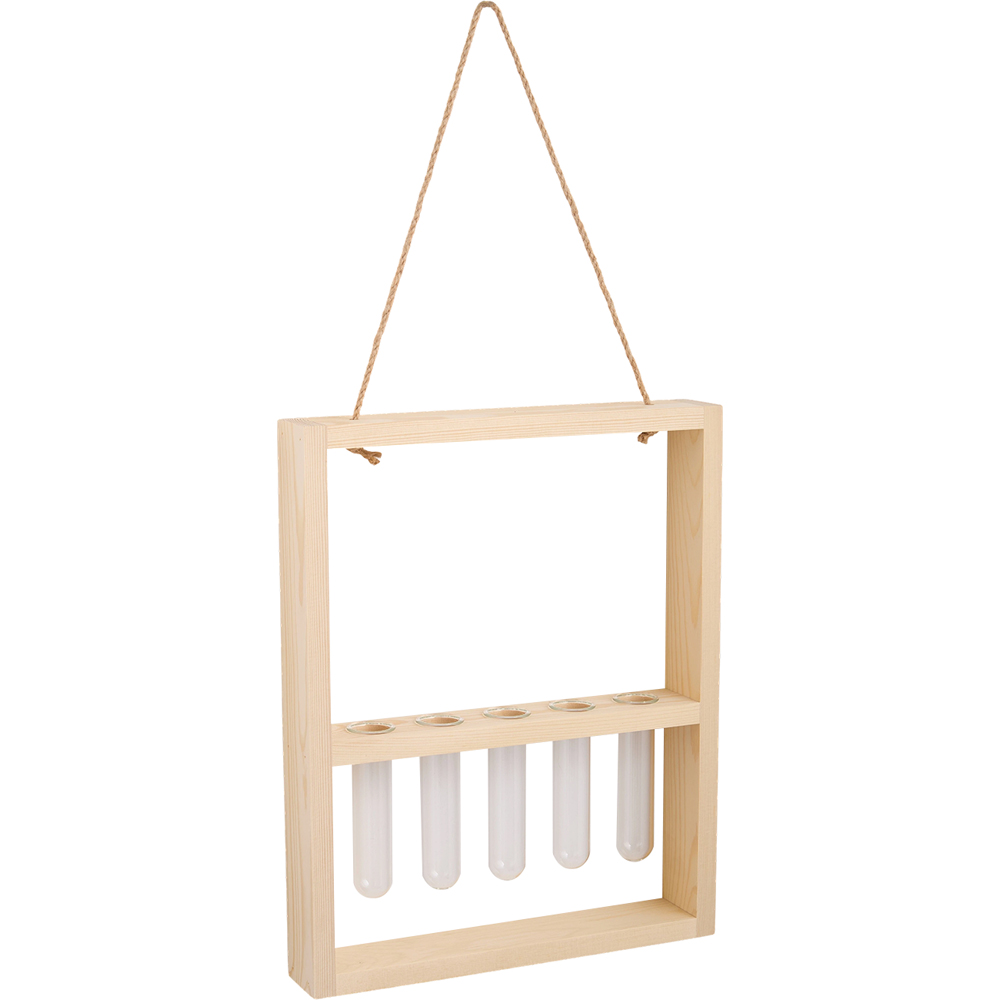 Living and Home 5 Tube Natural Wood Wall Mounted Plant Propagation Station Image 3