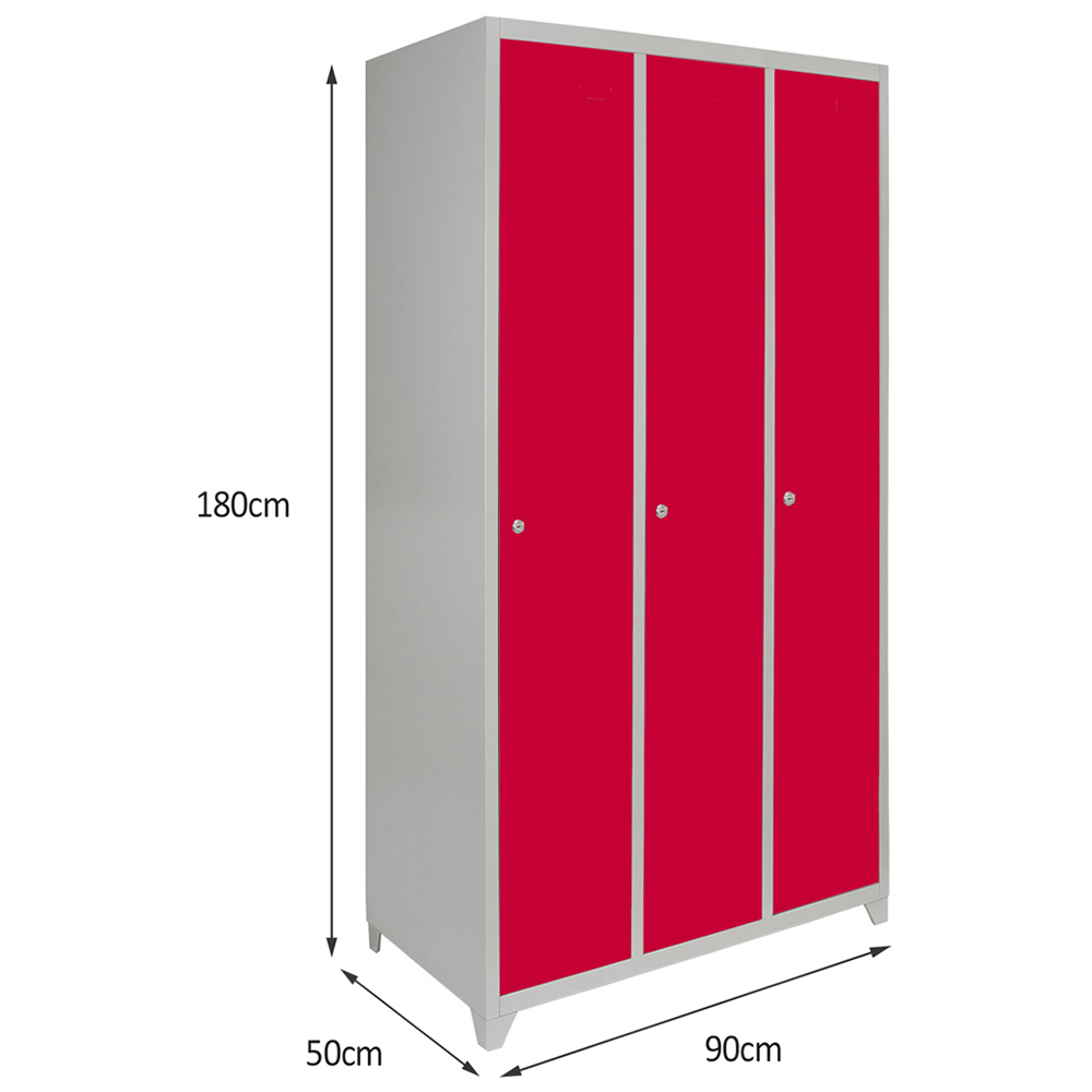 MonsterShop 3 Door Red Wide Metal Storage Locker Image 6