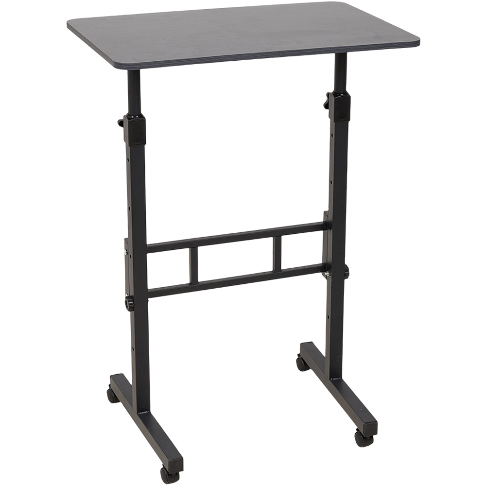 Living and Home Black Height Adjustable Mobile Desk with Lockable Wheels Image 2