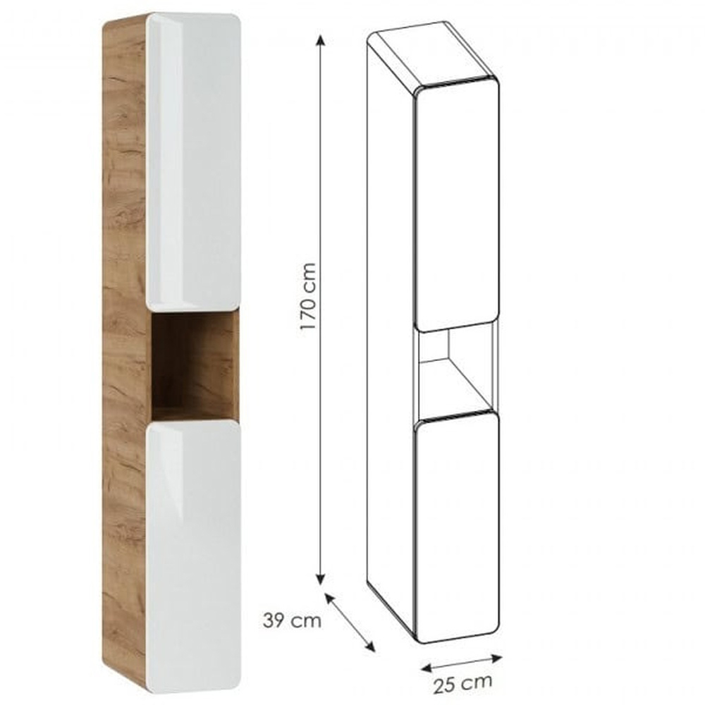 Impact Furniture Aruba White Gloss Oak 3 Piece Wall Hung Bathroom Furniture Set Image 9