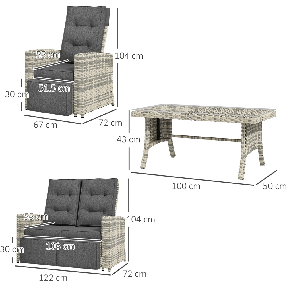 Outsunny 4 Seater Light Grey Rattan Outdoor Sofa Set Image 7