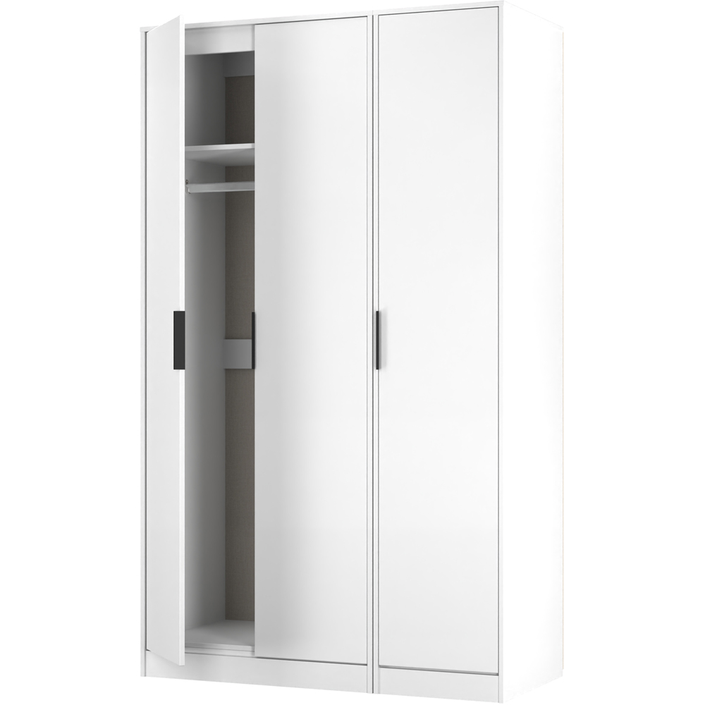 Crowndale Hong Kong 3 Door Matt White Tall Wardrobe Ready Assembled Image 4