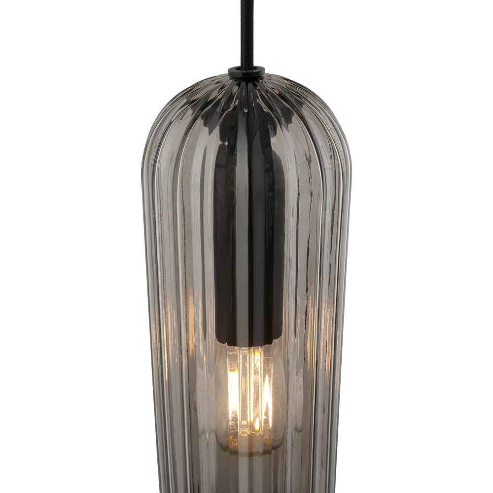 Nordlux Miella E27 Smoked Fluted Glass Pendant Light Image 3