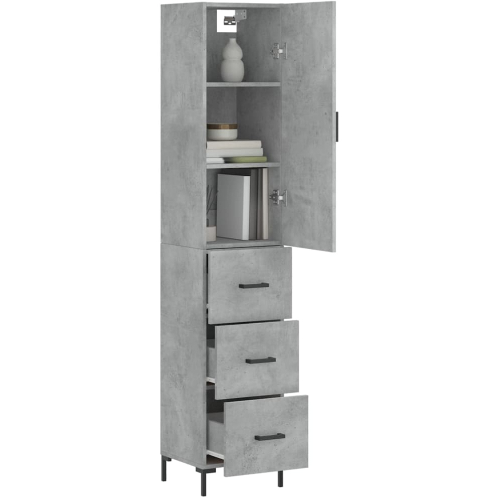 vidaXL Single Door 3 Drawer Tall Highboard with Metal Legs Image 3