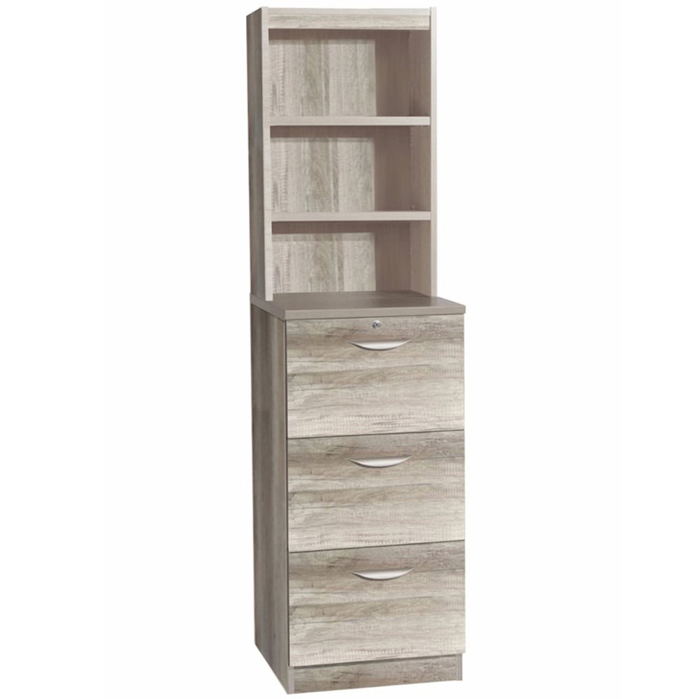 R White Cabinets 3 Drawer 3 Shelf Grey Filing Cabinet with Hutch Image 2